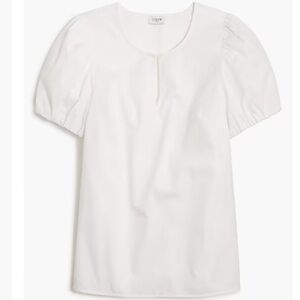 J. Crew Factory Puff Sleeve Keyhole Top Size M White